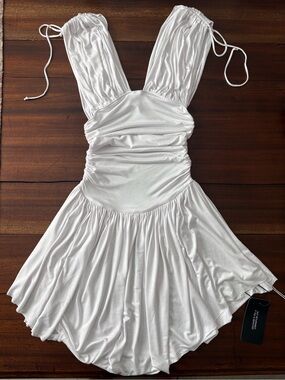 NWT Are You Am I White Taela Ruched Mini Dress Size M